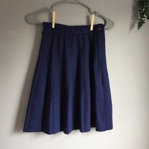 Navy pleated midi skirt
